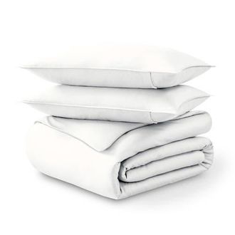 Bare Home 400 Thread Count Organic Cotton Sateen Duvet Cover and Sham Set in White at Nordstrom, Size Queen