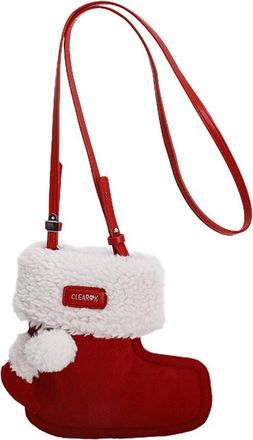 Generic Christmas Reindeer Boot Bag, Kawaii Suede Mini Crossbody Purse for Teens and Women Holiday Parties, Perfect for Festive Gift Giving
