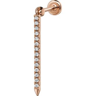 Maria Tash Diamond Eternity Single Bar Charm Stud Earring in 18K Rose Gold/Diamond at Nordstrom, Size 18 Mm