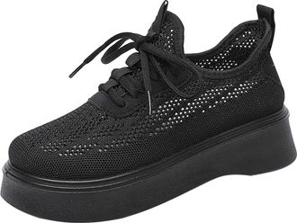 Generic Ladies Plantar Fasciitis Walking Gym Trainers Soft Sole Mesh Breathable Womens Shoes Non Casual Shoes Sneakers for Women UK White Platform Sneakers (B