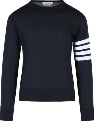 Thom Browne Classic 4 Bar Sweater In Navy Merino Wool