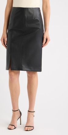 Tahari by ASL Faux Leather Pencil Skirt in Black at Nordstrom, Size 16