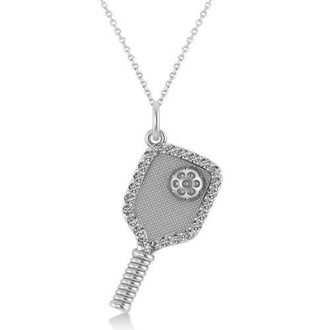 Allurez Natural Diamond Pickleball Paddle Pendant Necklace 14k in 0.50Ct, White Gold at Nordstrom, Size 18