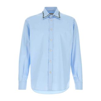 Valentino Garavani Casual Shirts, male, Blue, Size: 2XL Poplin Shirt