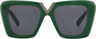 Valentino 53mm Novelty Sqaure Sunglasses in Green Green Grey at Nordstrom Rack