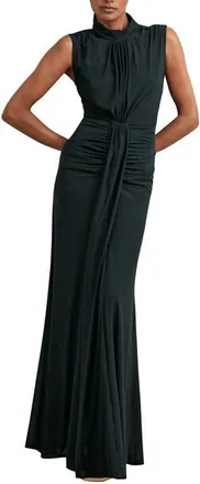 Reiss Daniella Drape & Ruched Detail Sleeveless Gown in Teal at Nordstrom, Size 10 Us