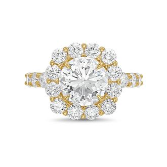 Diana M. Jewels 18kt yellow gold 6.00cts Lab-Grown Round Diamond Halo Ring with Diamond Band