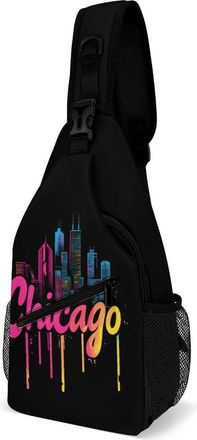 Generic Chicago Skyline Unisex Shoulder Bags Casual Crossbody Chest Bag Sling Backpack for Hiking Cycling Travel