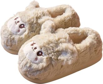 Generic Mens Womens Plush Slippers Fuzzy Fleece Indoor Couples Slippers Slip-On Memory Foam Cute Warm House Shoes Footwear Comfortable Lightweight size 4