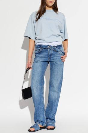 Alexander Wang T-shirt With Printed Logo, Womens, Blue