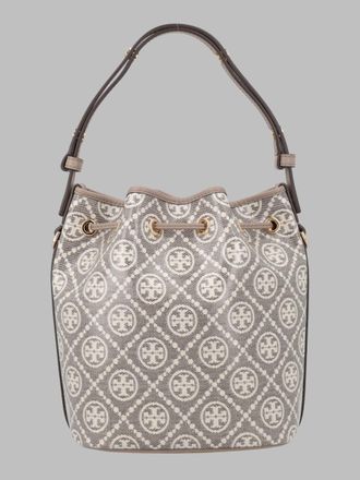 Tory Burch Womens Bucket Bag T Monogram Dove Cotton - Coating Polyurethane Shoulder