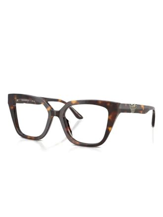 Emporio Armani geometric logo glasses - Brown