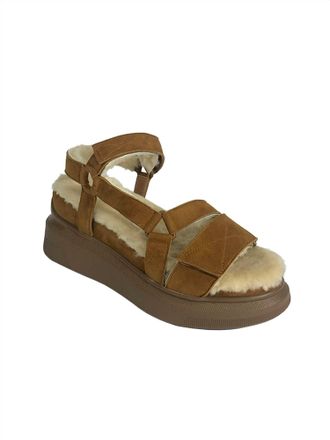 Suzanne Rae Womens Shearling Sandals In Russet Suede