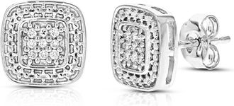 Vir Jewels 1/10 cttw Lab Grown Diamond Composite Earrings in Sterling Silver With Push Backs For Women