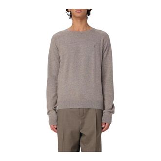 Saint Laurent Cashmere Knitwear, male, Beige, Size: XL Cashmere Crew Neck Sweater