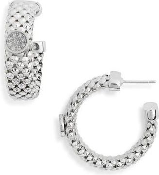 Meshmerise Diamond Circle Textured Hoop Earrings in White Gold at Nordstrom Rack
