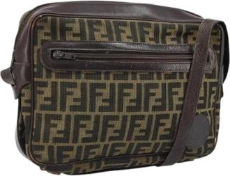 Fendi Pre-owned Cross Body Bags, female, Brown, Size: ONE SIZE Pre-owned Vintage Zucca Canvas Shoulder Bag