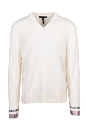 Tommy Hilfiger White V-Neck Wool Pullover