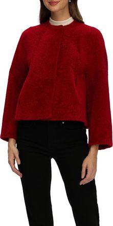 Gorski Genuine Shearling Jacket with 3/4 Sleeves and Reversible in Red at Nordstrom, Size X-Small