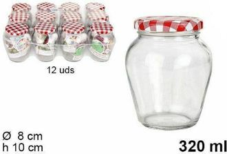 Trade Shop Trade Shop - Set 12 Pezzi Contenitore Barattolo In Vetro Con Coperchio Multiusi 320ml 108717