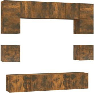 vidaXL 8 Piece TV Cabinet Set Smoked Oak Engineered Wood vidaXL