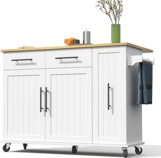 STILVORA Carro De Cocina Con 2 Cajones, Organizador Extra&iacute;ble De 3 Niveles, Ala Abatible Y Ruedas, 120 X 40(65) X 90 Cm