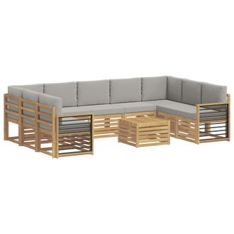 vidaXL Conjunto De Sof&aacute;s De Exterior 10 Uds. Blanco Y Gris Claro Vidaxl