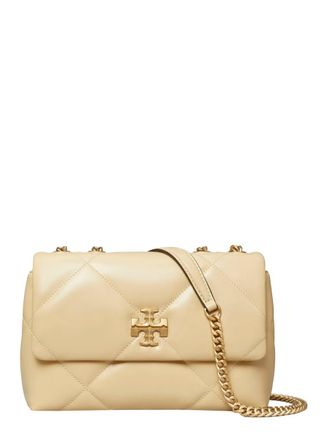 Tory Burch Kira Diamond Beige Crossbody Bag With Double T Logo In Quilted Leather Woman