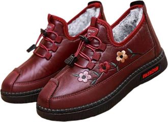Generic Warm Shoes for Women Elderly Females Soft Warm, Winter Slip On Shoes for Women, Winter Walking Shoes for Womens (Red,7.5)