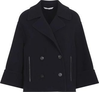 PESERICO Shortcoat Double - Dames - Mantel - Blauw - S - Jassen