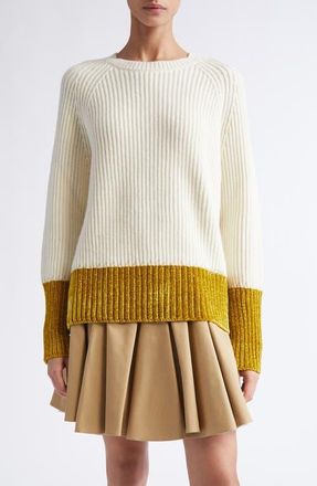 Marni Bicolor Crewneck Sweater in Biw10 Pearl at Nordstrom, Size 10 Us