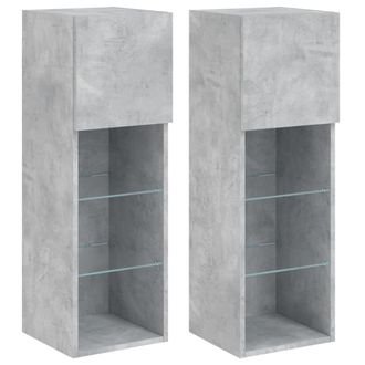 vidaXL Vidaxl - Muebles De Tv Con Luces Led 2 Uds Gris Hormig&oacute;n 30,5x30x90 Cm