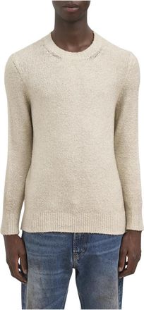 Avant Toi Maglia Girocollo in Cotone - Heren - Ronde hals truien - Beige - L - Katoen - Truien & Vesten