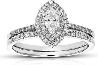 Vir Jewels 1/2 cttw Marquise Cut Lab Grown Diamond Bridal Set 74 Stones 14K White Gold Prong Set 3/4 Inch