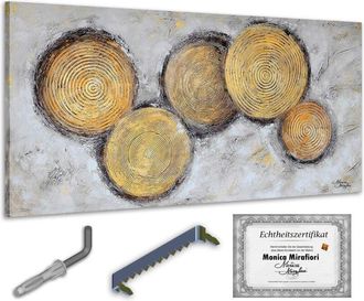 OEM Monica Mirafiori 100% Pintado A Mano Cuadro C&iacute;rculos Dorados 140x70cm Cuadro Pintado A Mano Pintura Acr&iacute;lica Cuadro Acr&iacute;lico De Gran Tama&ntilde;o Arte Moder