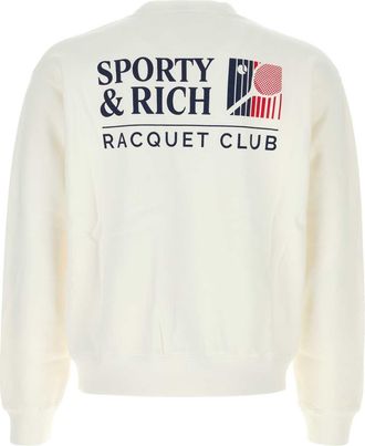 Sporty & Rich Mens Crewneck Sweatshirt White Cotton Sweater