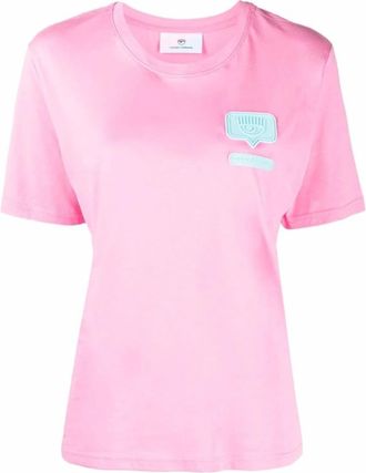 Chiara Ferragni Logo T-Shirt - Dames - T-shirts - Roze - M - Katoen - Tops