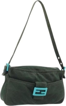 Fendi Pre-owned Shoulder Bag - Dames - Vintage Schoudertas - Groen - ONE Size - Katoen - Vintage