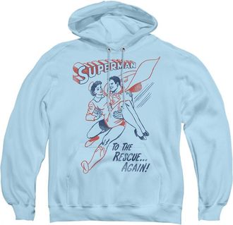 Gildan Superman To The Rescue Adult Pull Over Hoodie / Hooded Sweatshirt