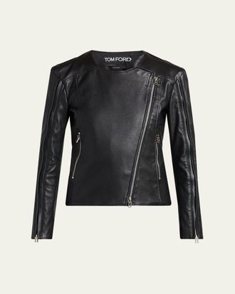 Tom Ford Collarless Leather Moto Jacket