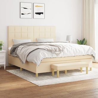 vidaXL Vidaxl - Cama Box Spring Con Colch&oacute;n Tela Color Crema 180x200 Cm