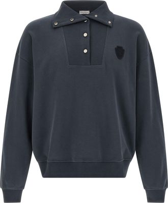 Brunello Cucinelli Blue Cotton Womens Sweatshirt