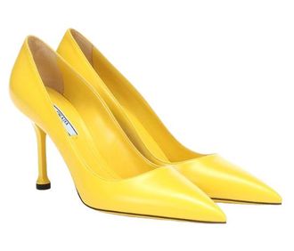 Prada Yellow Leather Heeled Pumps Size 40