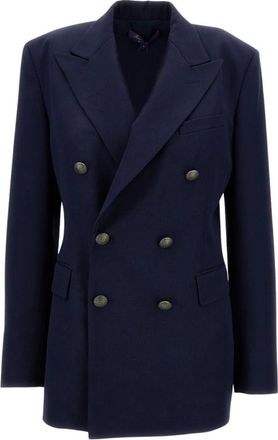Ralph Lauren Double-Breasted Wool Blazer - Dames - Blazers - Blauw - XS - Wol - Jassen