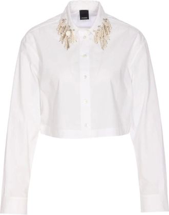 Pinko Shirts, female, White, Size: XS White Silk & Nylon Shirt