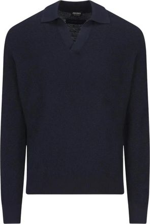 Ermenegildo Zegna Polo Kraag Trui - Heren - Polos - Blauw - M - Kasjmier - Tops