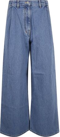 Givenchy Wide Jeans, female, Blue, Size: W29 Baggy Pants with Pleats Asian Fit