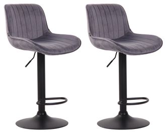 Clp Set De 2 Taburetes De Bar Lentini En Terciopelo Gris Oscuro Negro