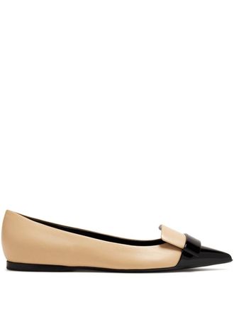 Sergio Rossi two-tone leather ballerina shoes - Neutrals