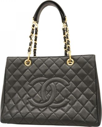 Chanel Black Grained Calfskin Tote Bag (Pre-Owned)